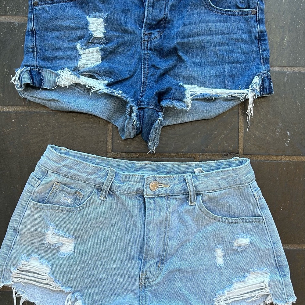 Set of Distressed Denim Women Shorts